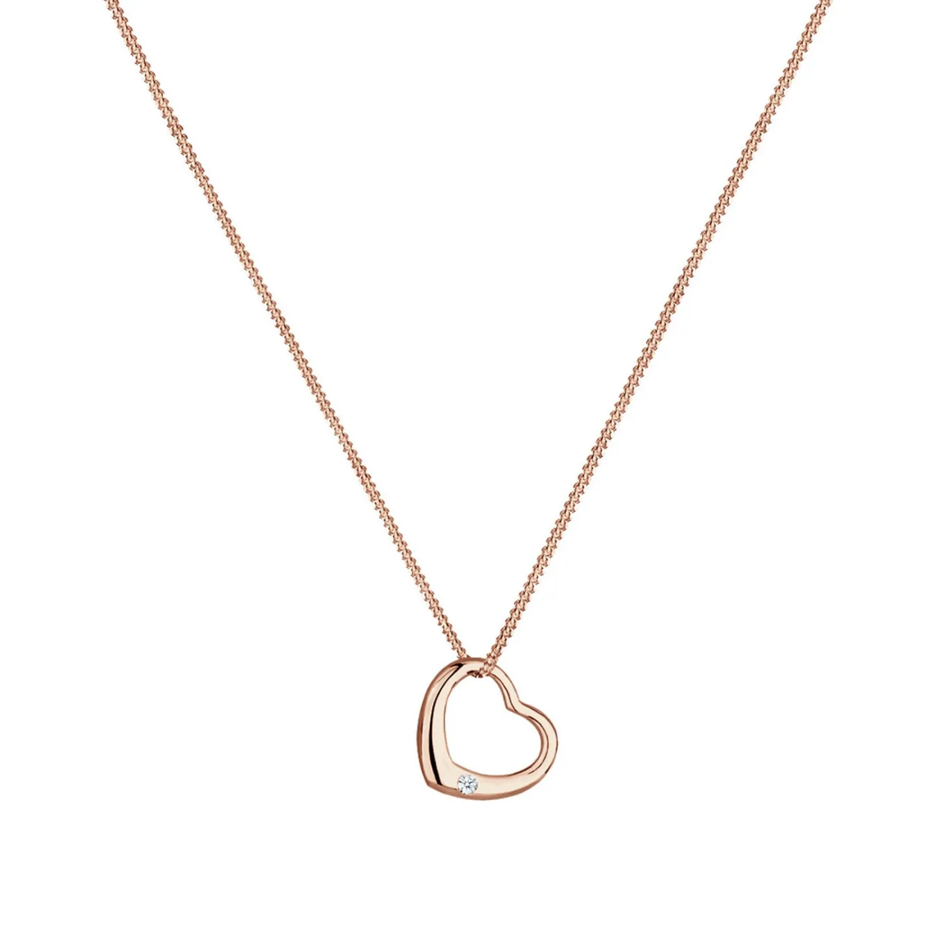 Elli "Halskette Herz | Diamant (Weiß, 0.03 ct)< Roségold|Symbol-schmuck