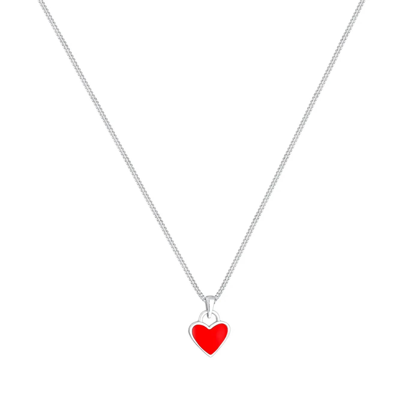 Elli "Halskette Herz | Emaille (Rot)<Kinder Symbol-schmuck|Herz-schmuck