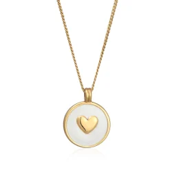 Elli "Halskette Herz | Emaille (Weiß)< Vergoldet|Herz-schmuck
