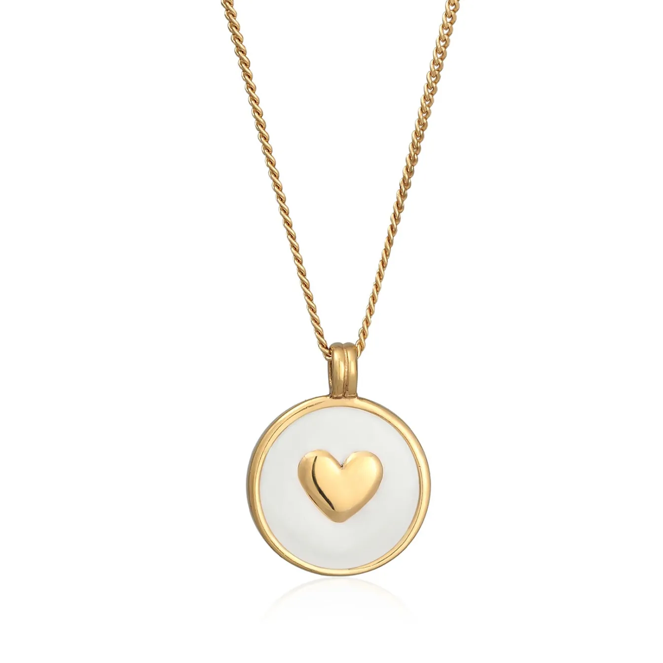 Elli "Halskette Herz | Emaille (Weiß)< Vergoldet|Herz-schmuck