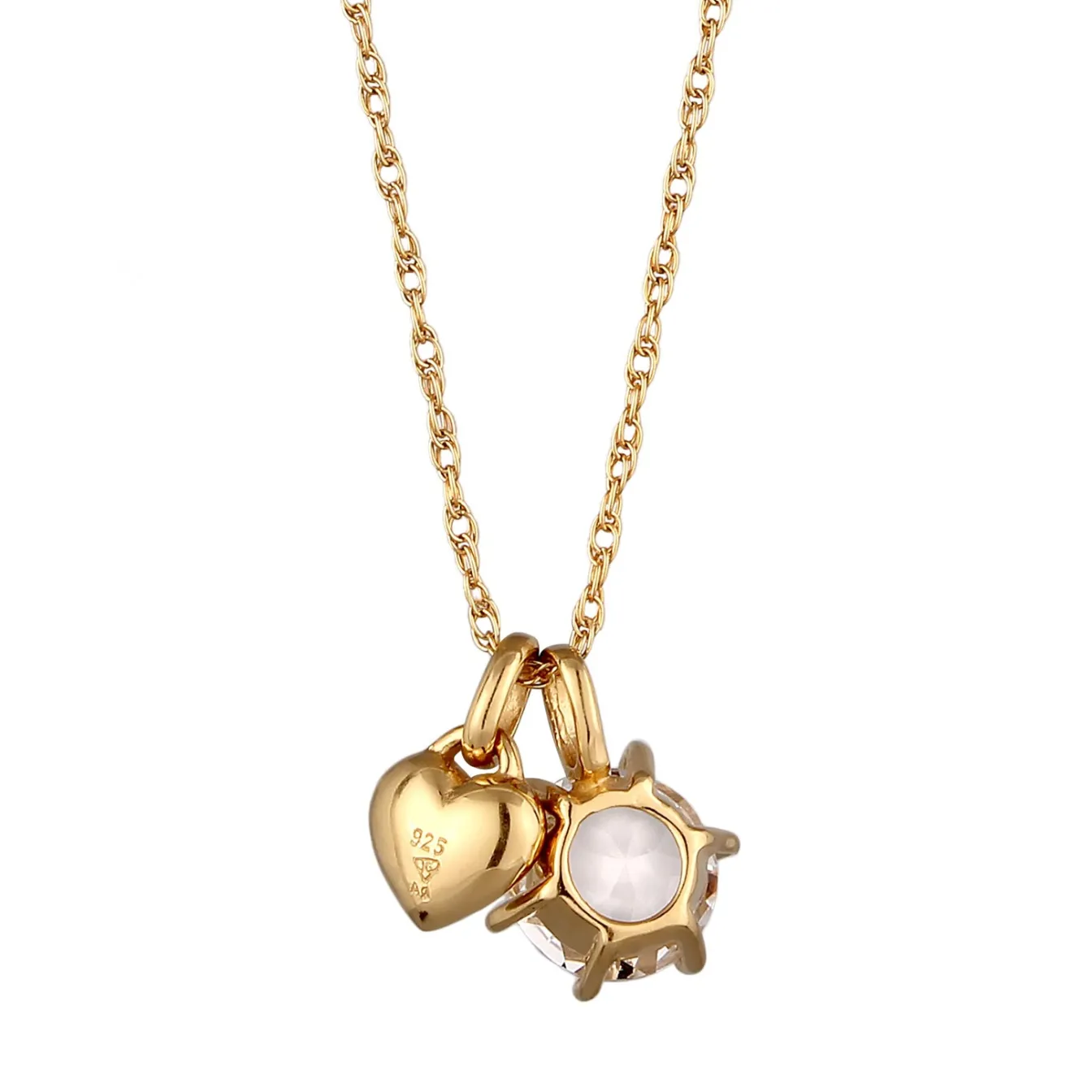 Elli "Halskette Herz | Kristalle (Weiß)< Vergoldet|Symbol-schmuck