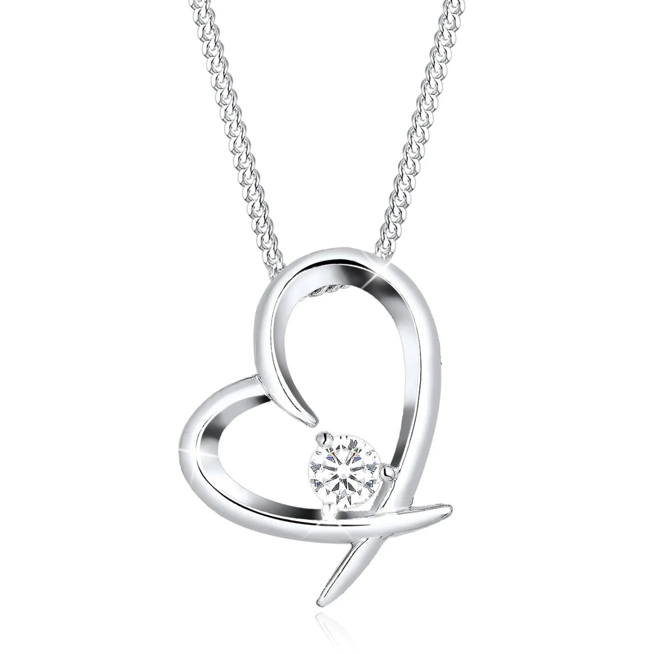 Elli "Halskette Herz Anhänger | Zirkonia (Weiß)< Roségold|Herz-schmuck