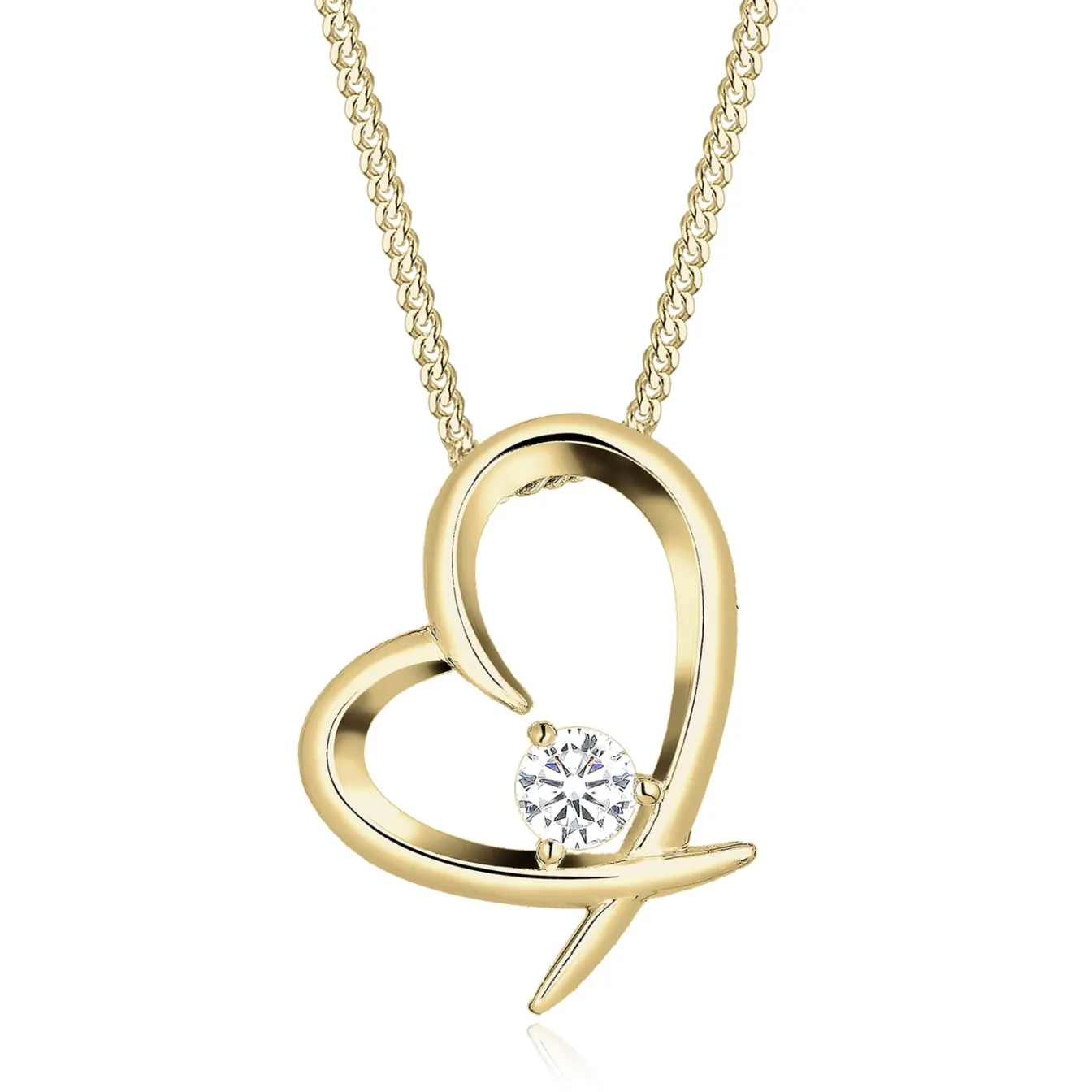 Elli "Halskette Herz Anhänger | Zirkonia (Weiß)< Roségold|Herz-schmuck