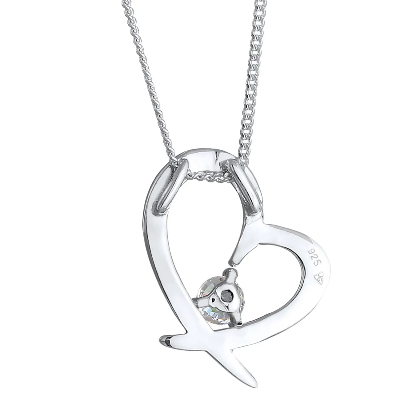 Elli "Halskette Herz Anhänger | Zirkonia (Weiß)< Roségold|Herz-schmuck