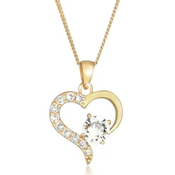 Elli "Halskette Herz Cut-Out | Kristalle (Weiß)< Roségold|Symbol-schmuck