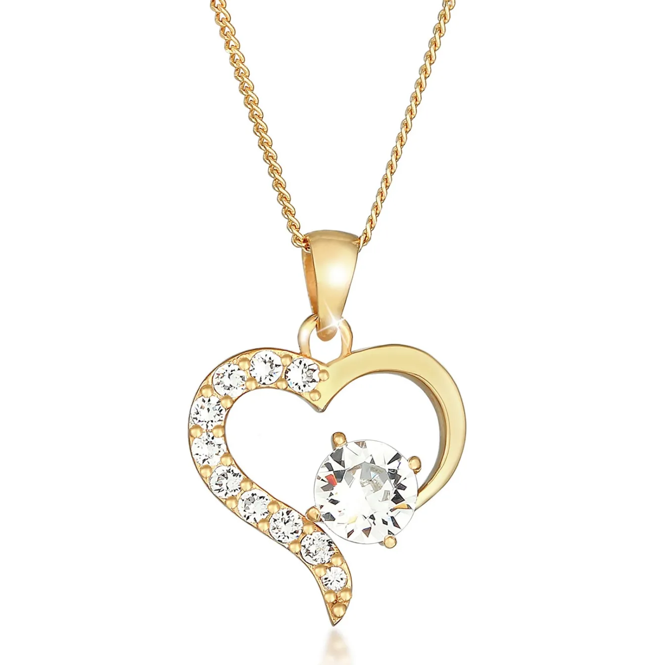 Elli "Halskette Herz Cut-Out | Kristalle (Weiß)< Roségold|Symbol-schmuck