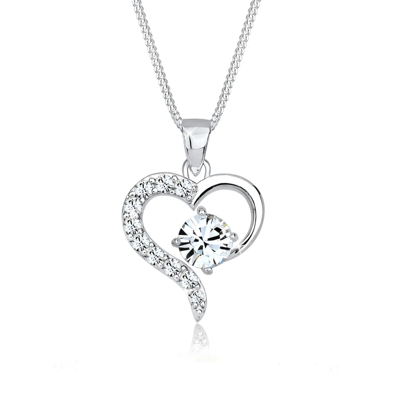 Elli "Halskette Herz Cut-Out | Kristalle (Weiß)< Roségold|Symbol-schmuck