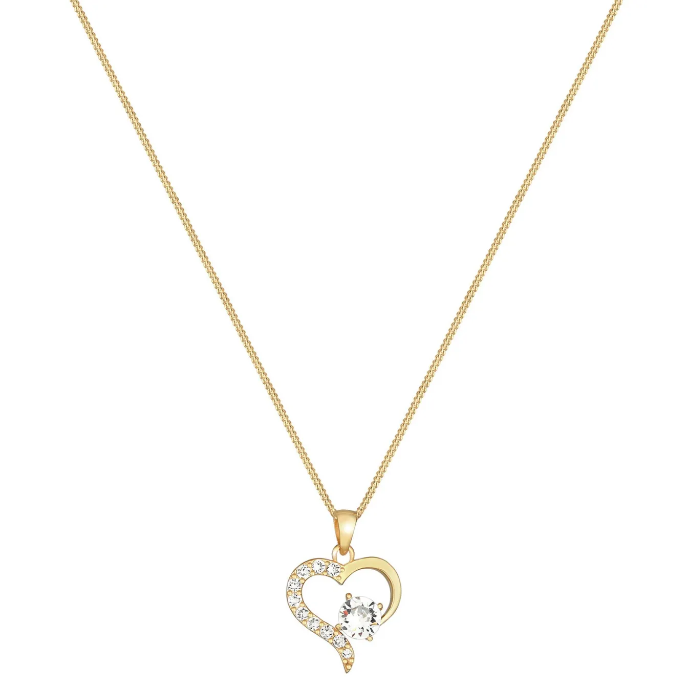 Elli "Halskette Herz Cut-Out | Kristalle (Weiß)< Roségold|Symbol-schmuck