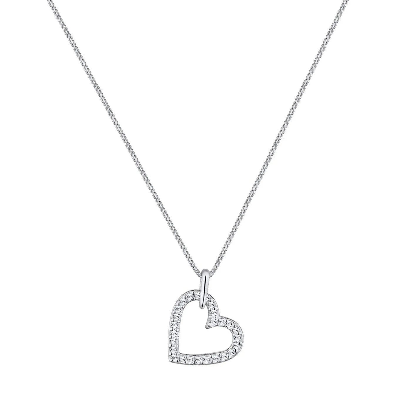 Elli "Halskette Herz Funkelnd | Kristalle (Weiß)< Roségold|Symbol-schmuck
