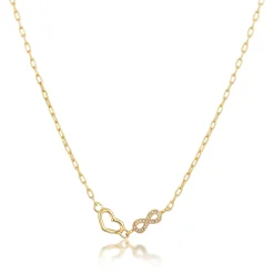 Elli "Halskette Herz Infinity | Glas Kristalle (Weiß)< Vergoldet|Symbol-schmuck