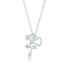Elli "Halskette Herz Kreuz | Zirkonia (Weiß)< Symbol-schmuck|Herz-schmuck