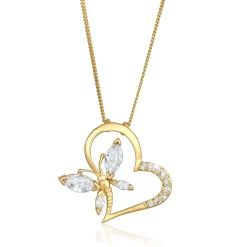 Elli "Halskette Herz Schmetterling | Zirkonia (Weiß)< Herz-schmuck|Symbol-schmuck