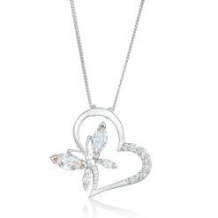 Elli "Halskette Herz Schmetterling | Zirkonia (Weiß)< Herz-schmuck|Symbol-schmuck