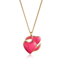 Elli "Halskette Herzen Emoji | Emaille (Pink)< Vergoldet|Symbol-schmuck