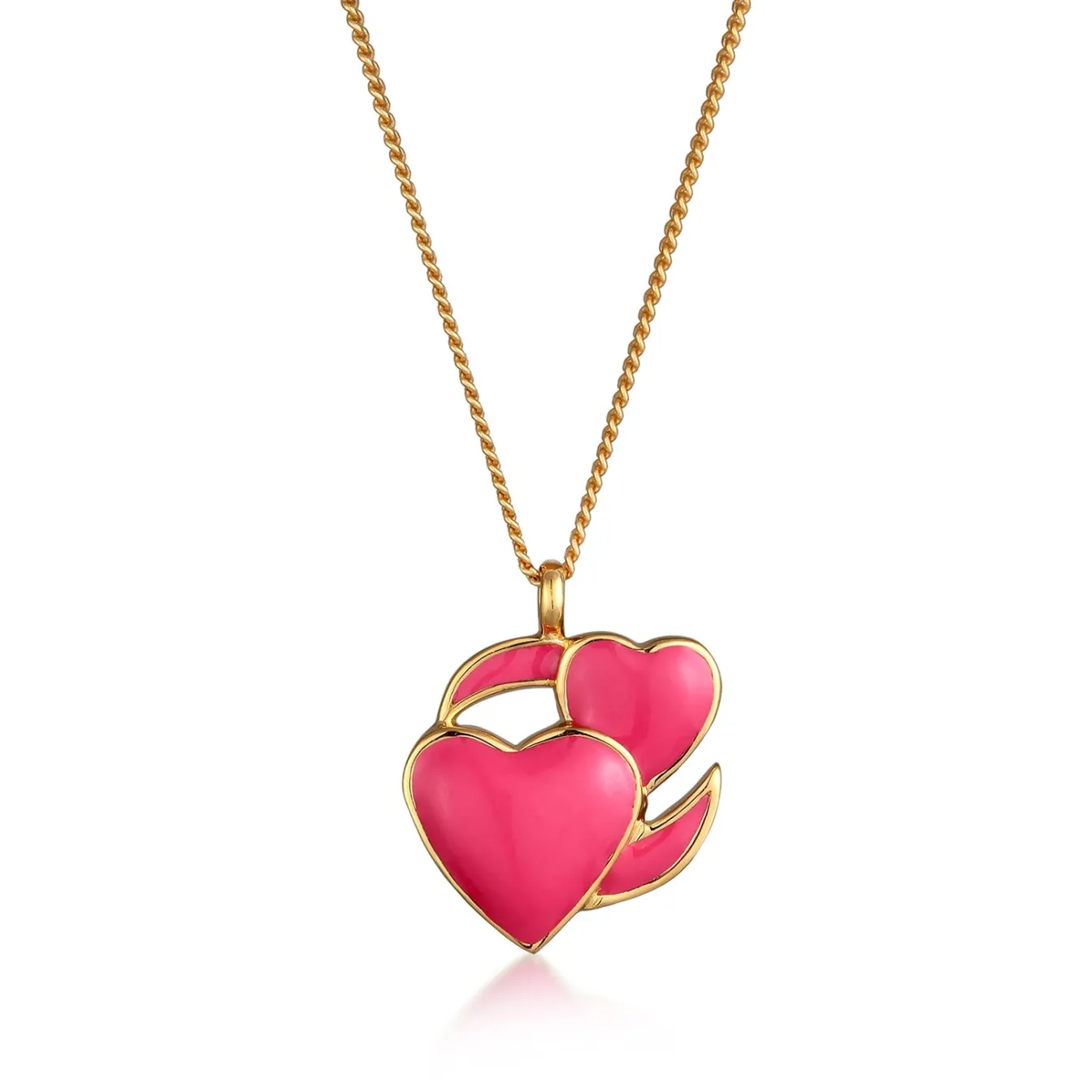 Elli "Halskette Herzen Emoji | Emaille (Pink)< Vergoldet|Symbol-schmuck