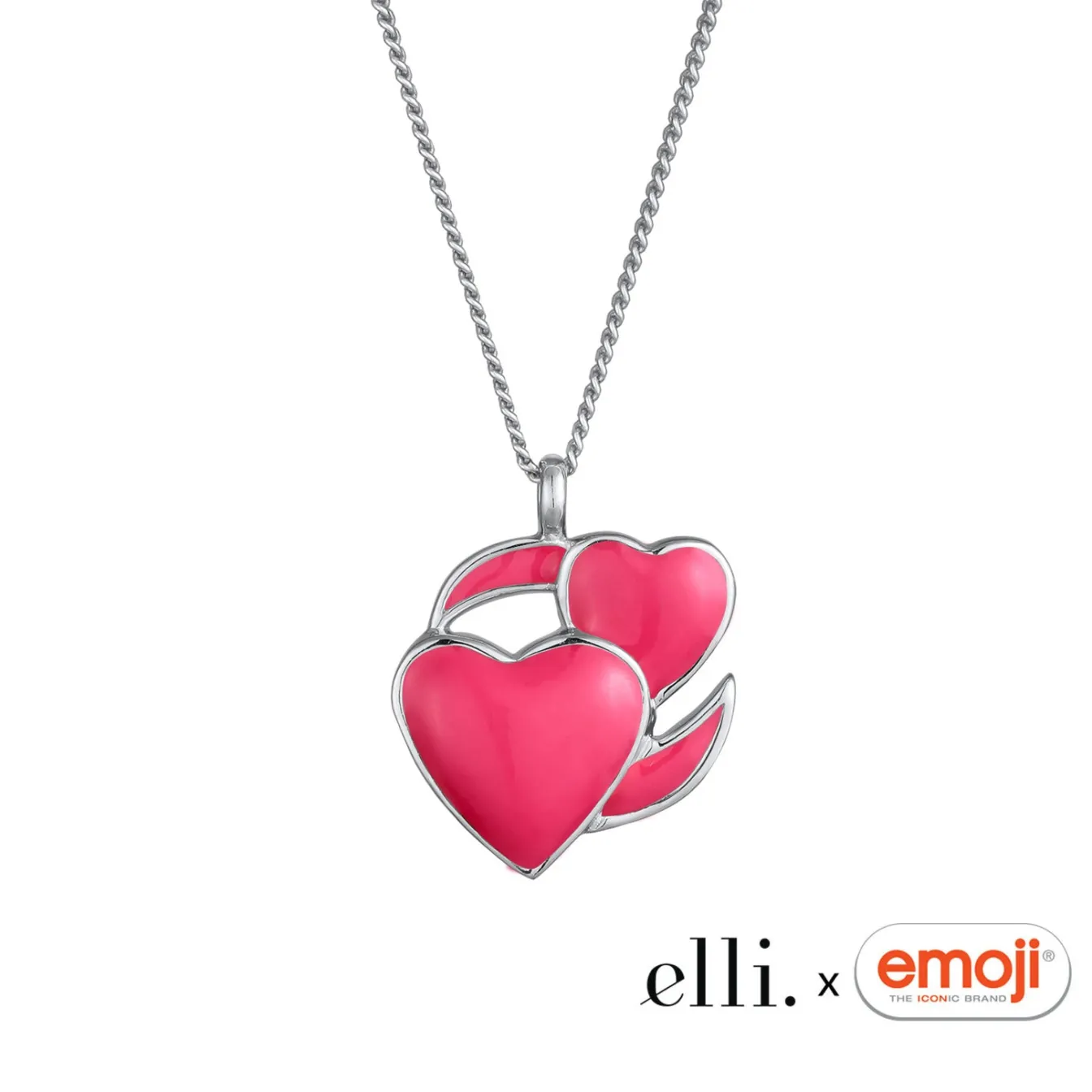 Elli "Halskette Herzen Emoji | Emaille (Pink)< Vergoldet|Symbol-schmuck