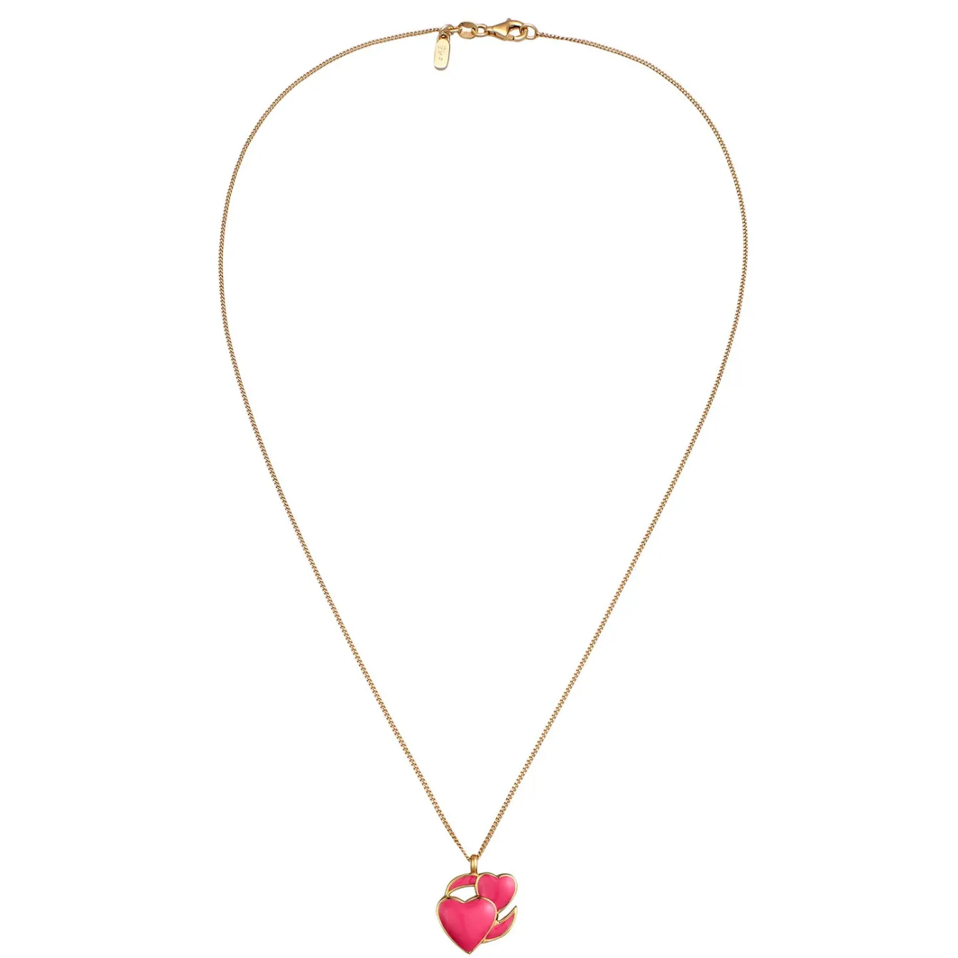 Elli "Halskette Herzen Emoji | Emaille (Pink)< Vergoldet|Symbol-schmuck