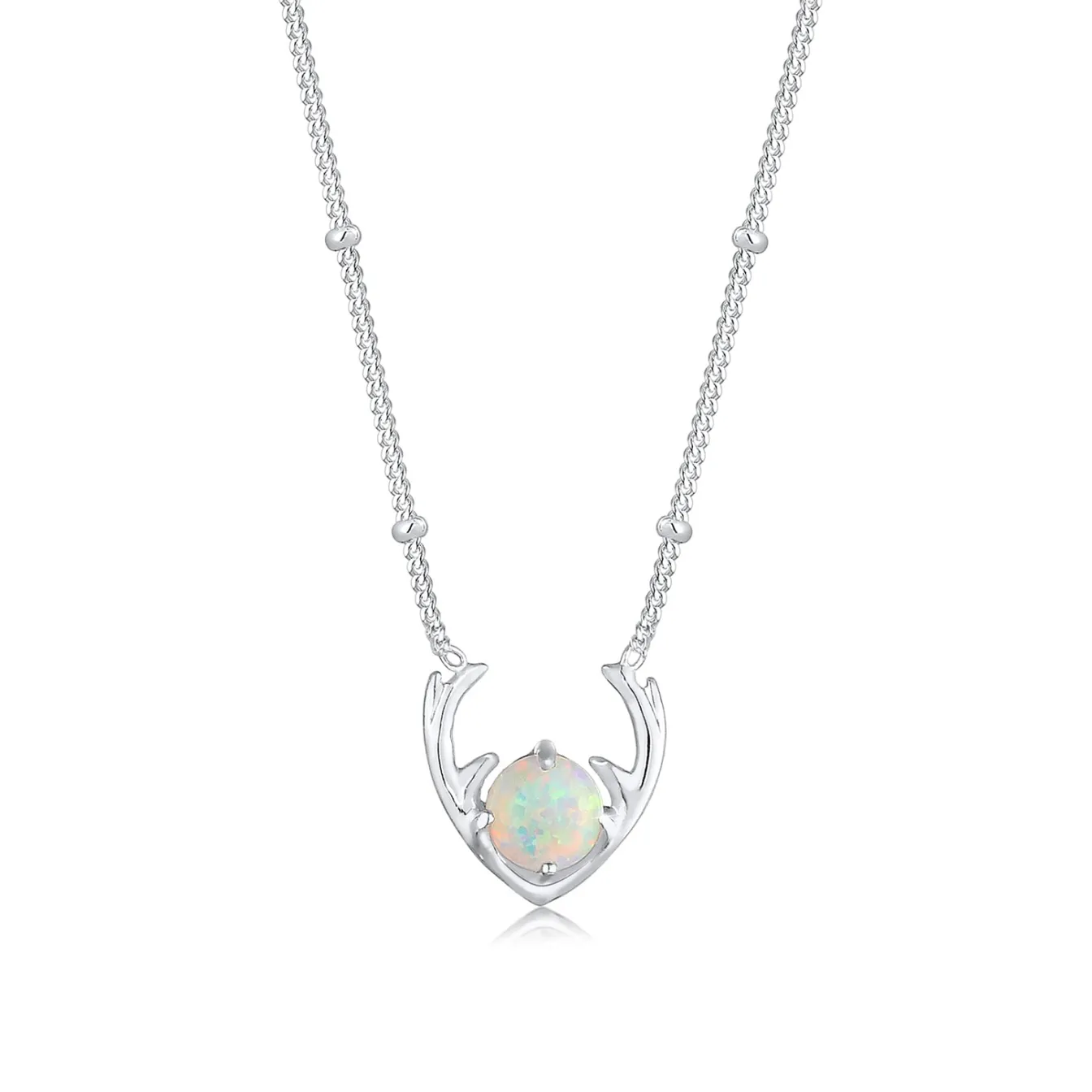 Elli "Halskette Hirsch | Opal (Weiß)< Silber|Vergoldet