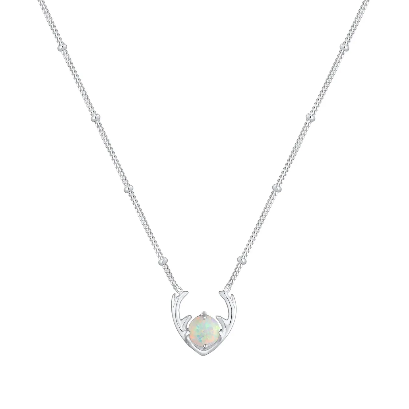 Elli "Halskette Hirsch | Opal (Weiß)< Silber|Vergoldet