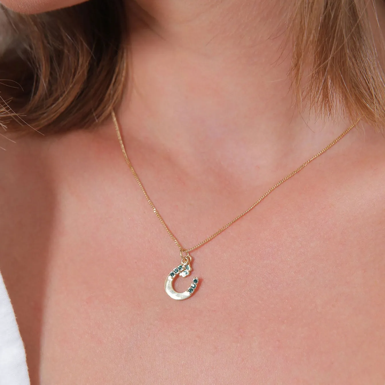 Elli "Halskette Hufeisen | Kristall (Weiß)< Roségold|Symbol-schmuck