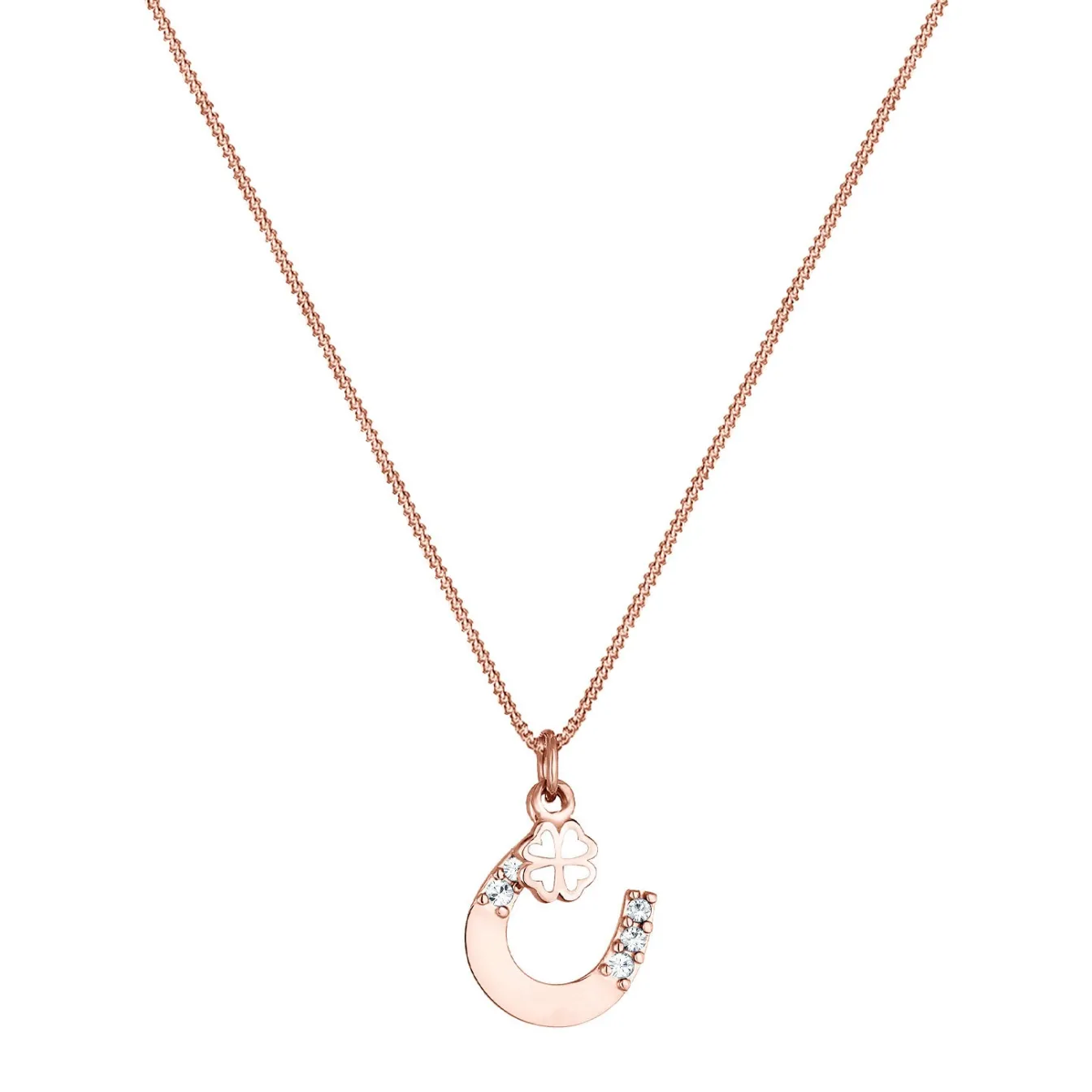 Elli "Halskette Hufeisen | Kristall (Weiß)< Roségold|Symbol-schmuck