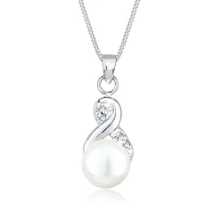 Elli "Halskette Infinity | Süßwasserperle, Kristall (Weiß)< Roségold|Symbol-schmuck