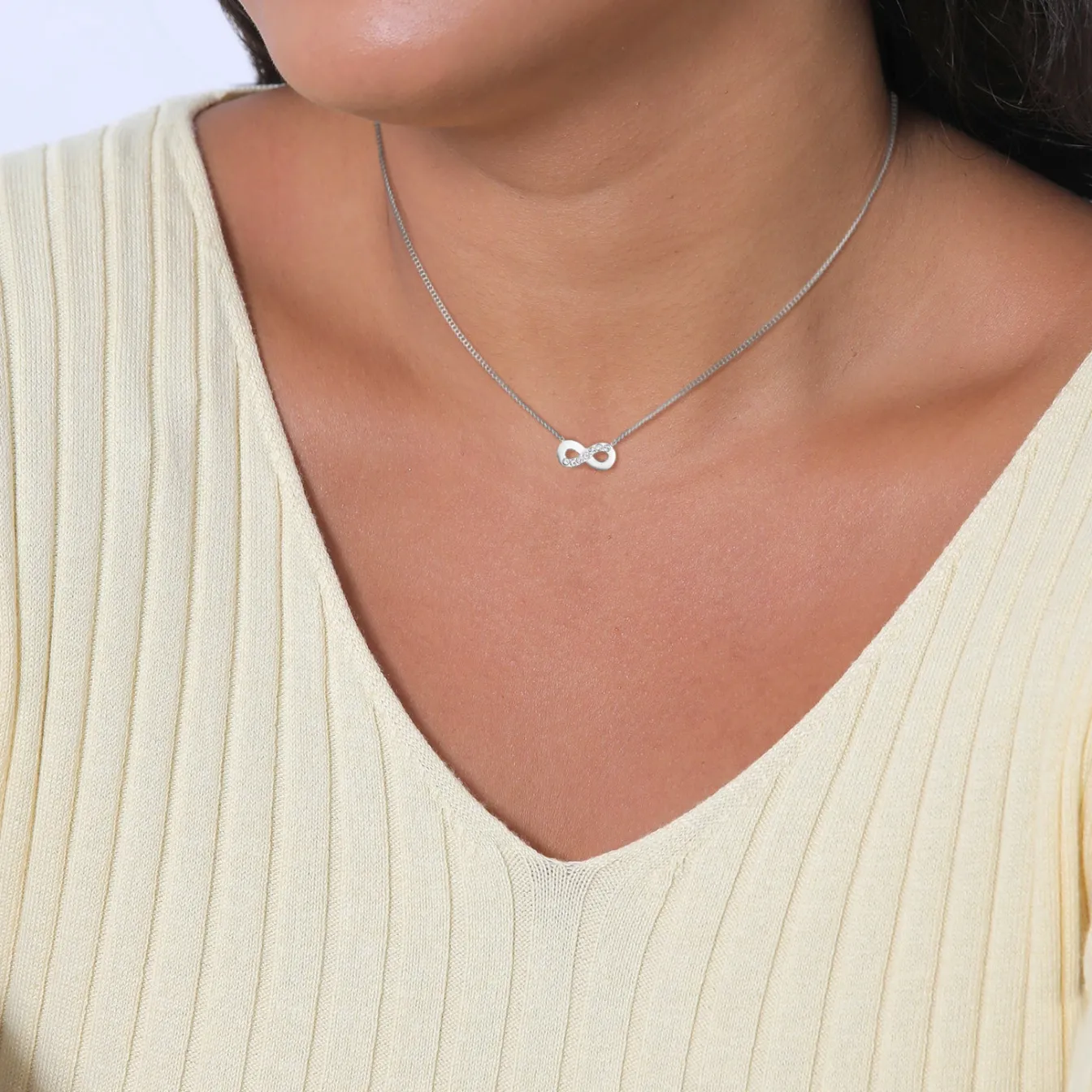 Elli "Halskette Infinity Anhänger | Kristalle (Weiß)< Symbol-schmuck|Herz-schmuck