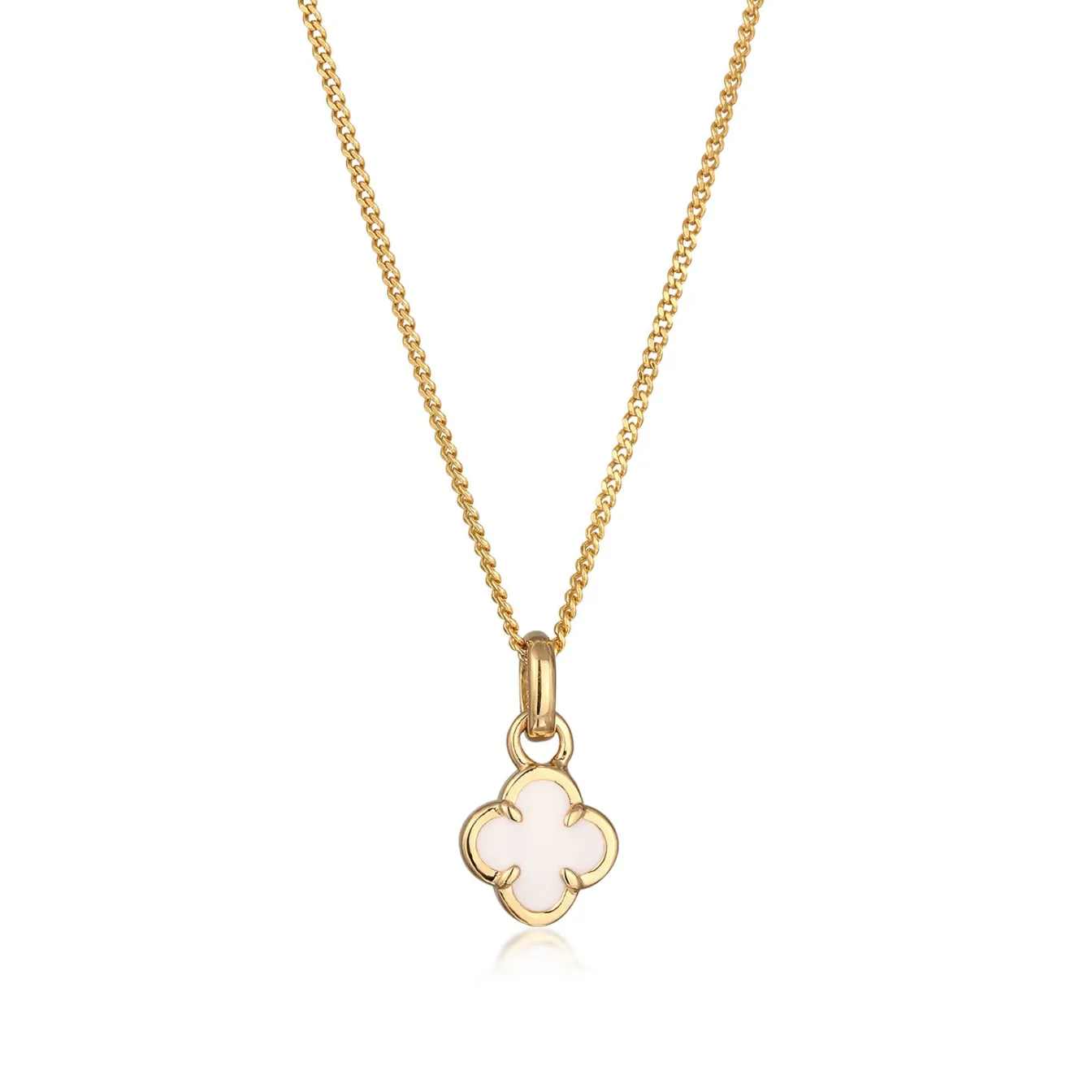 Elli "Halskette Kleeblatt | Anhänger Emaille (Weiß)< Symbol-schmuck|Halsketten