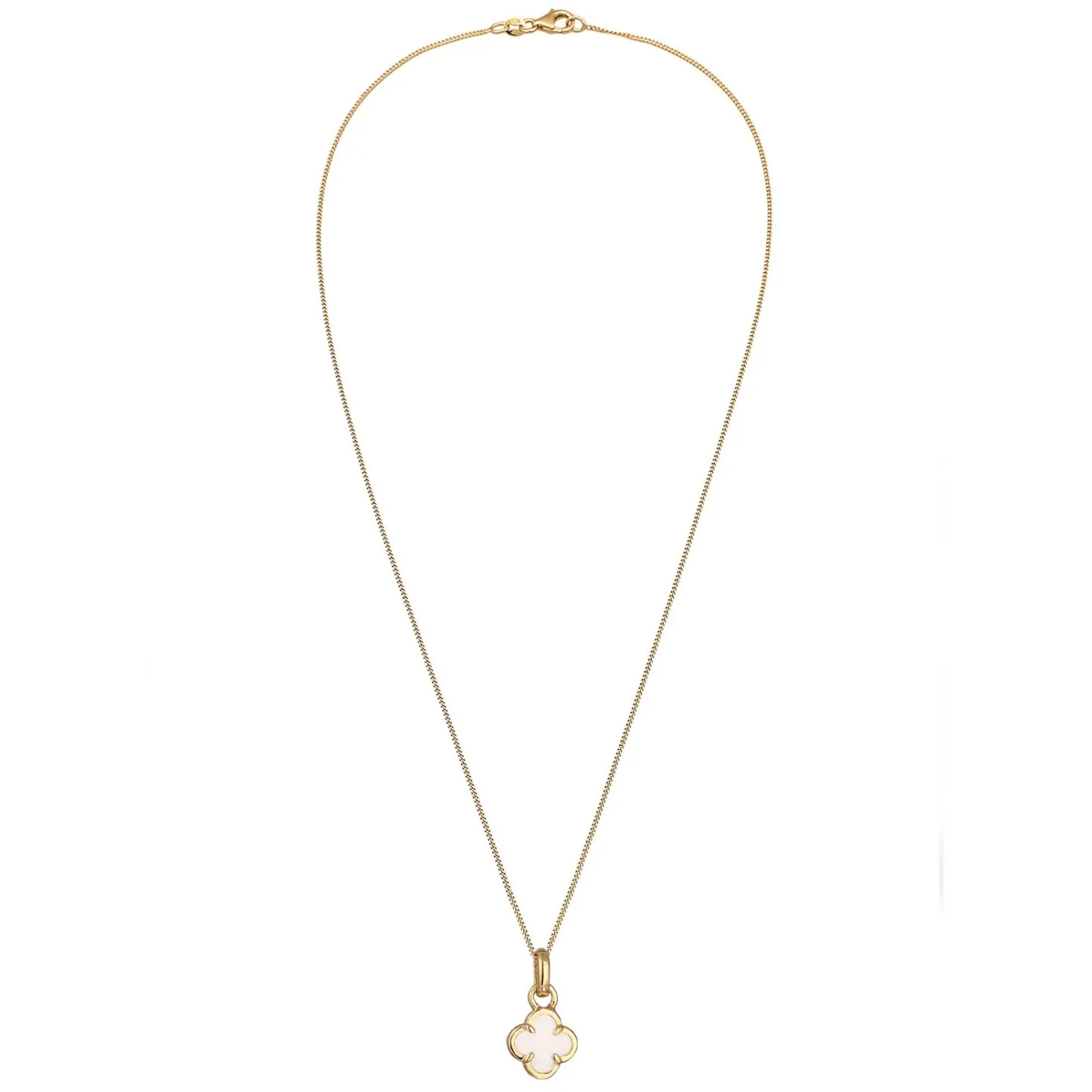 Elli "Halskette Kleeblatt | Anhänger Emaille (Weiß)< Symbol-schmuck|Halsketten