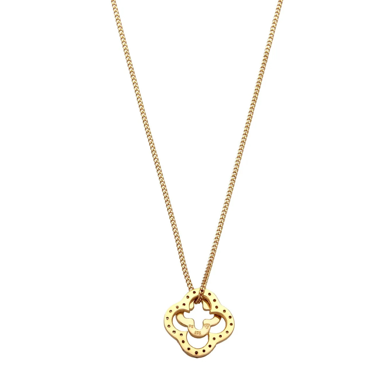Elli "Halskette Kleeblatt | Zirkonia (Weiß)< Vergoldet|Symbol-schmuck