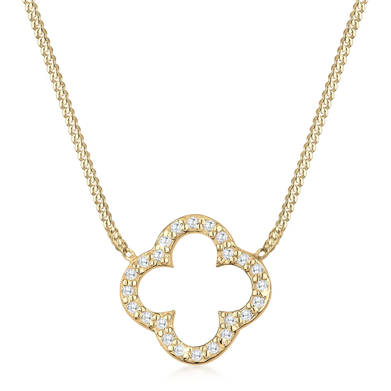 Elli "Halskette Kleeblatt | Zirkonia (Weiß)< Roségold|Symbol-schmuck