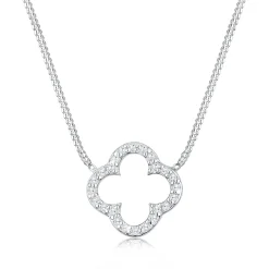 Elli "Halskette Kleeblatt | Zirkonia (Weiß)< Roségold|Symbol-schmuck