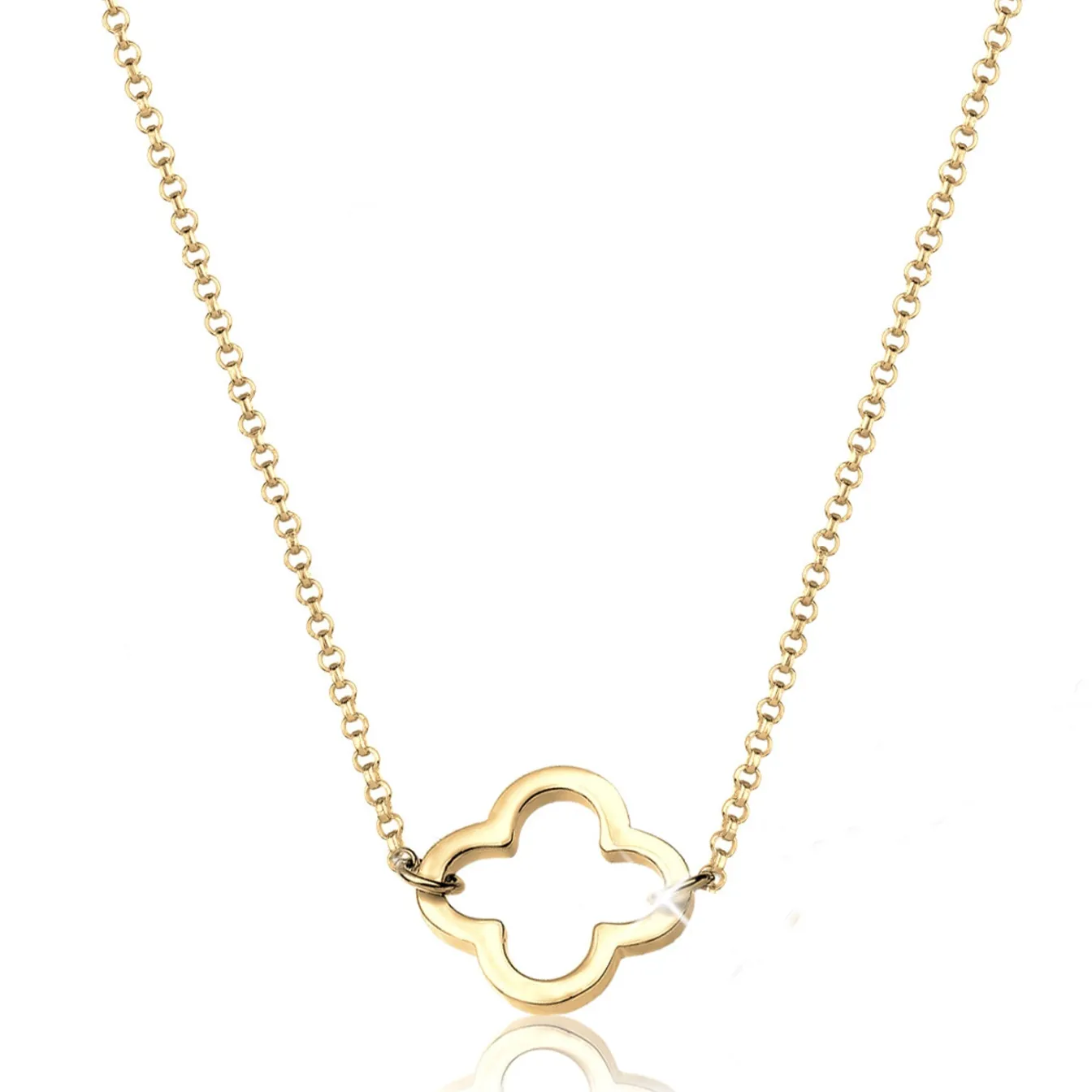 Elli "Halskette Kleeblatt Cut-Out< Roségold|Symbol-schmuck