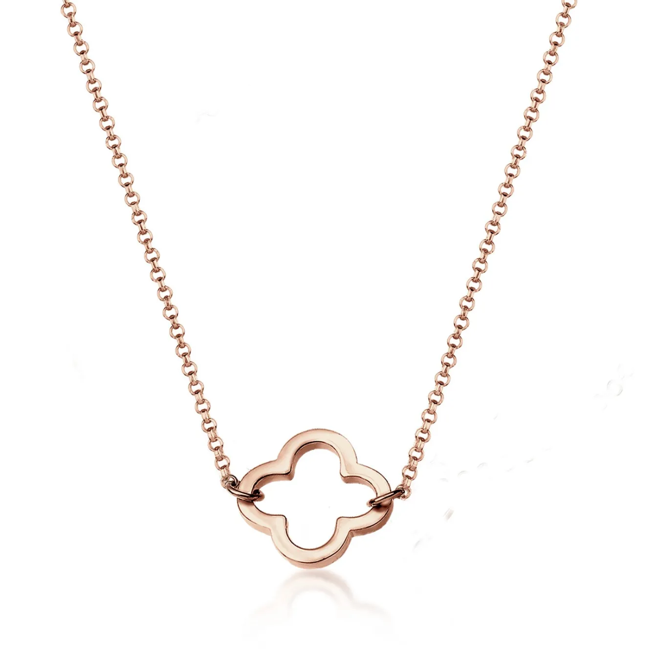 Elli "Halskette Kleeblatt Cut-Out< Roségold|Symbol-schmuck