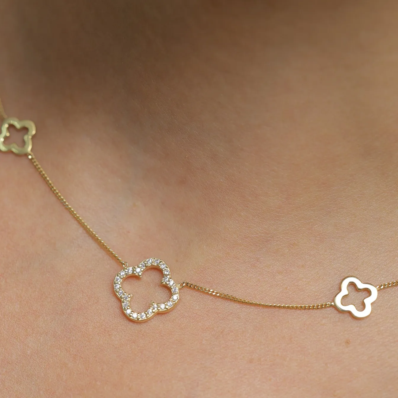 Elli "Halskette Kleeblatt Symbol< Vergoldet|Symbol-schmuck