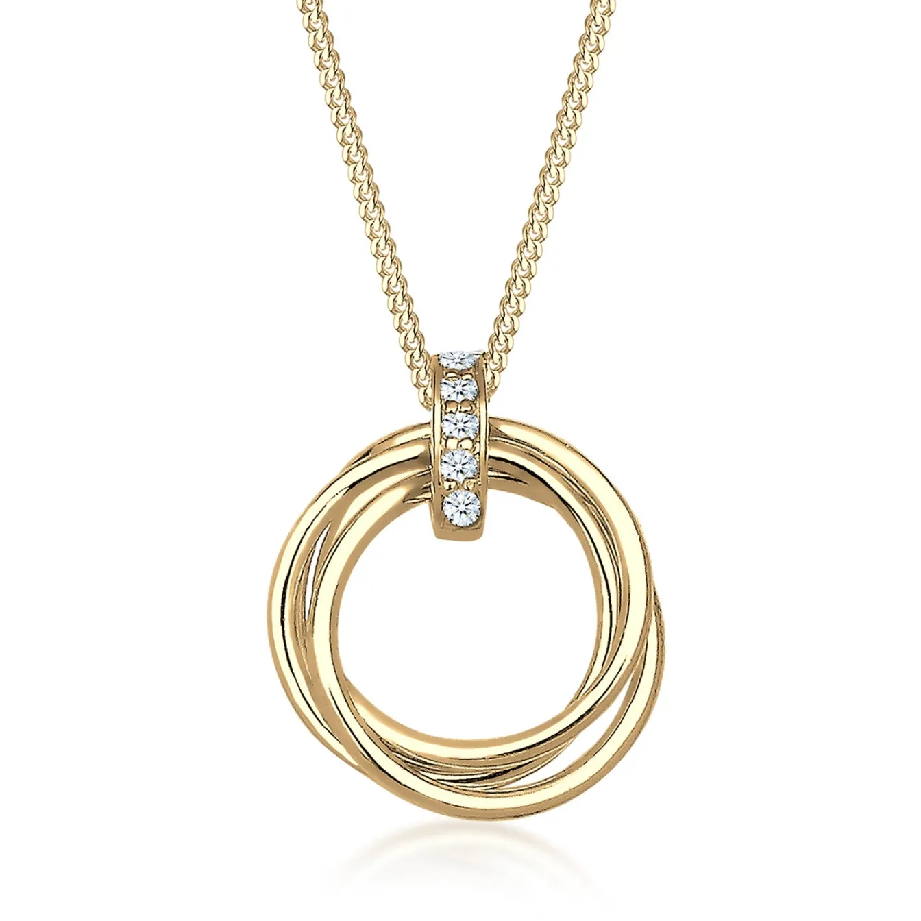 Elli "Halskette Kreis | Diamant (Weiß, 0.025 ct)< Halsketten|Vergoldet