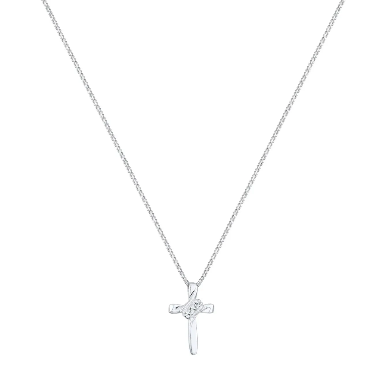 Elli "Halskette Kreuz | Kristall (Weiß)< Roségold|Symbol-schmuck