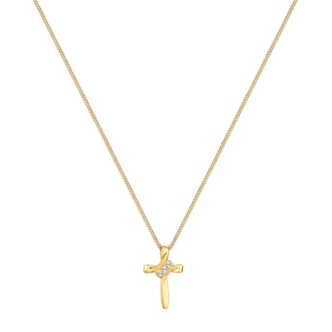 Elli "Halskette Kreuz | Kristall (Weiß)< Roségold|Symbol-schmuck