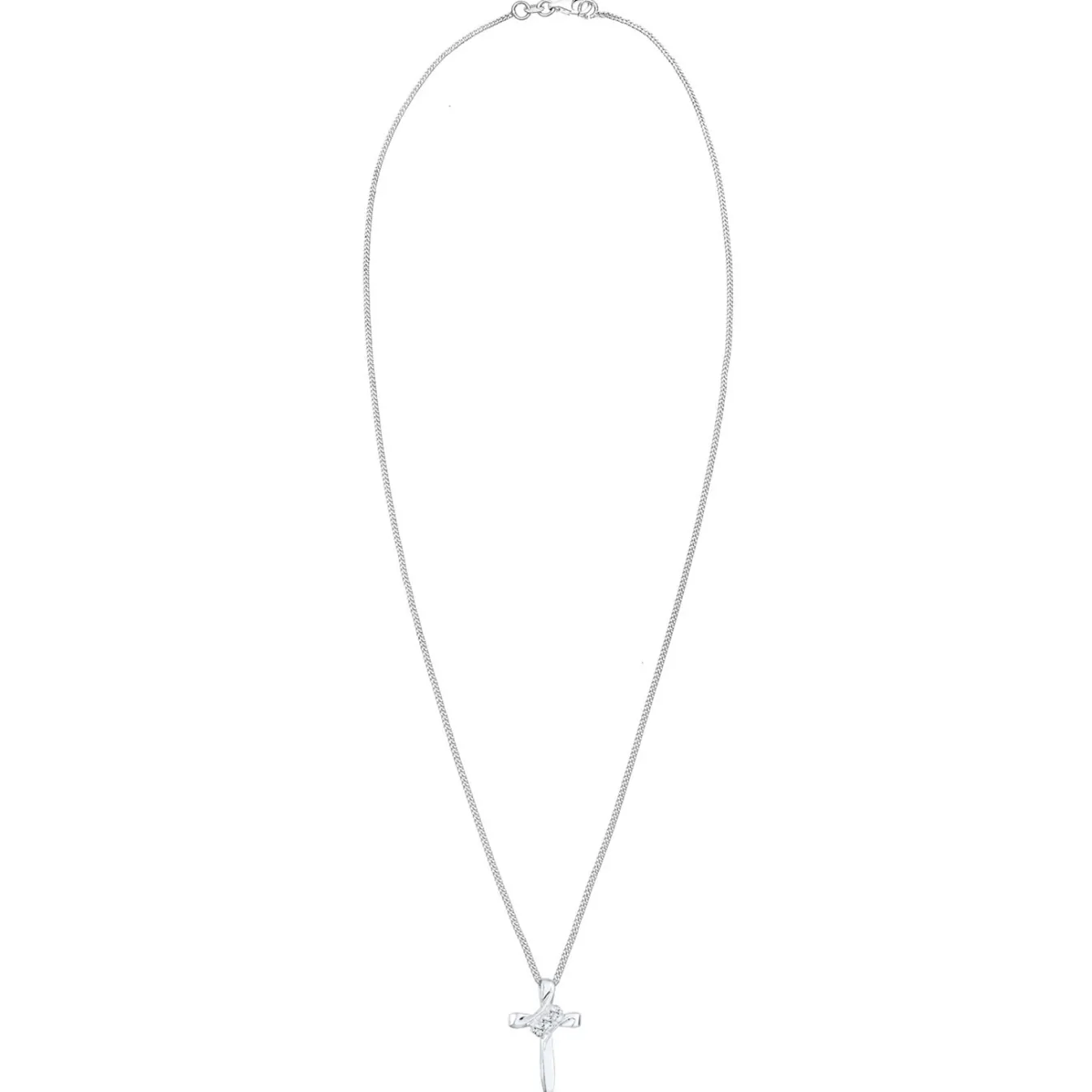 Elli "Halskette Kreuz | Kristall (Weiß)< Roségold|Symbol-schmuck