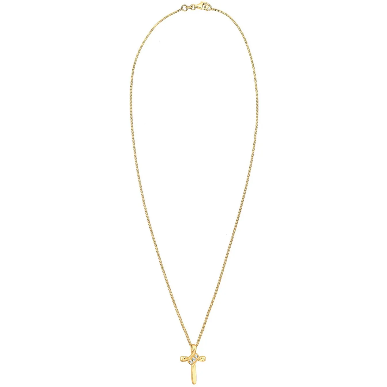 Elli "Halskette Kreuz | Kristall (Weiß)< Roségold|Symbol-schmuck