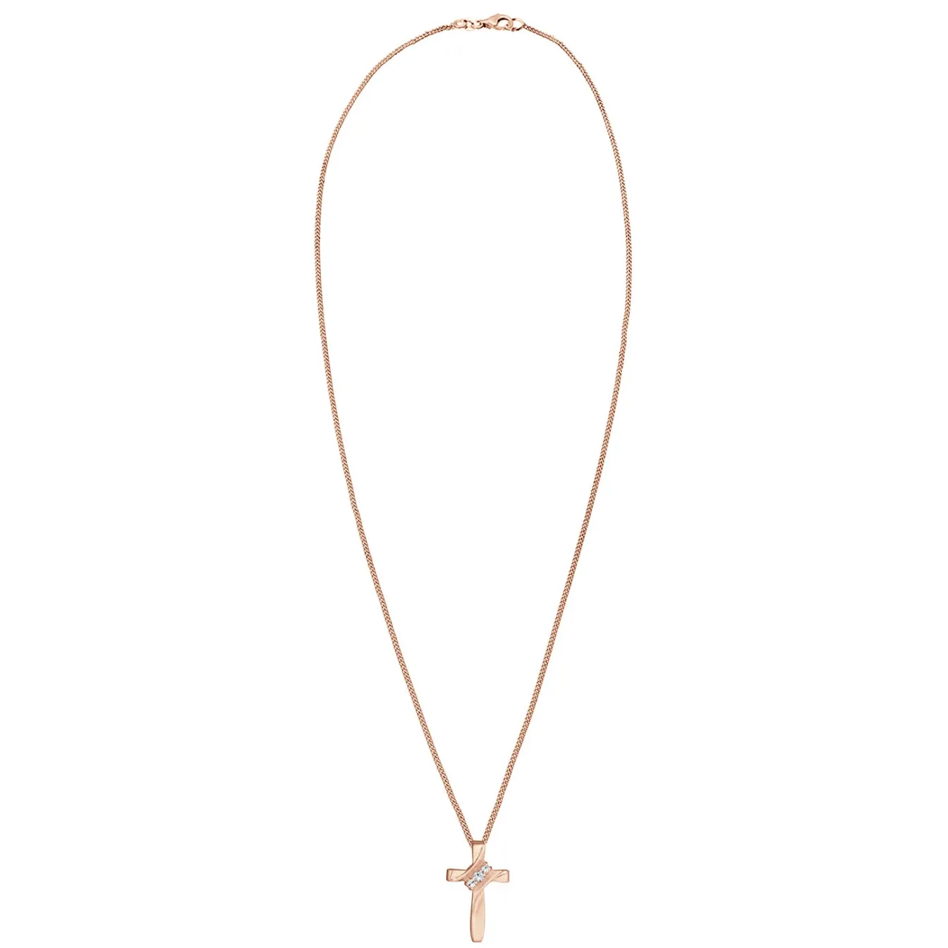 Elli "Halskette Kreuz | Kristall (Weiß)< Roségold|Symbol-schmuck