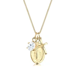 Elli "Halskette Kreuz | Zirkonia (Weiß)< Vergoldet|Symbol-schmuck