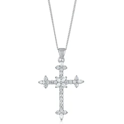Elli "Halskette Kreuz | Zirkonia (Weiß)< Vergoldet|Symbol-schmuck