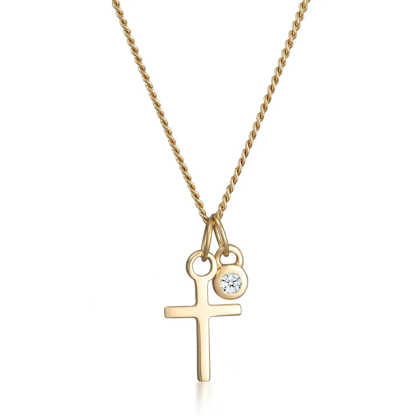 Elli "Halskette Kreuz Anhänger | Diamant (Weiß, 0.03 ct.)< Symbol-schmuck|Halsketten