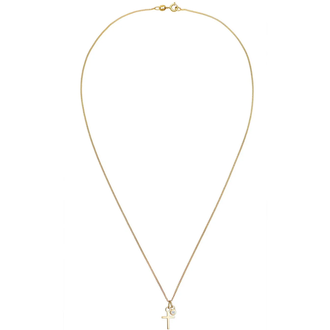 Elli "Halskette Kreuz Anhänger | Diamant (Weiß, 0.03 ct.)< Symbol-schmuck|Halsketten
