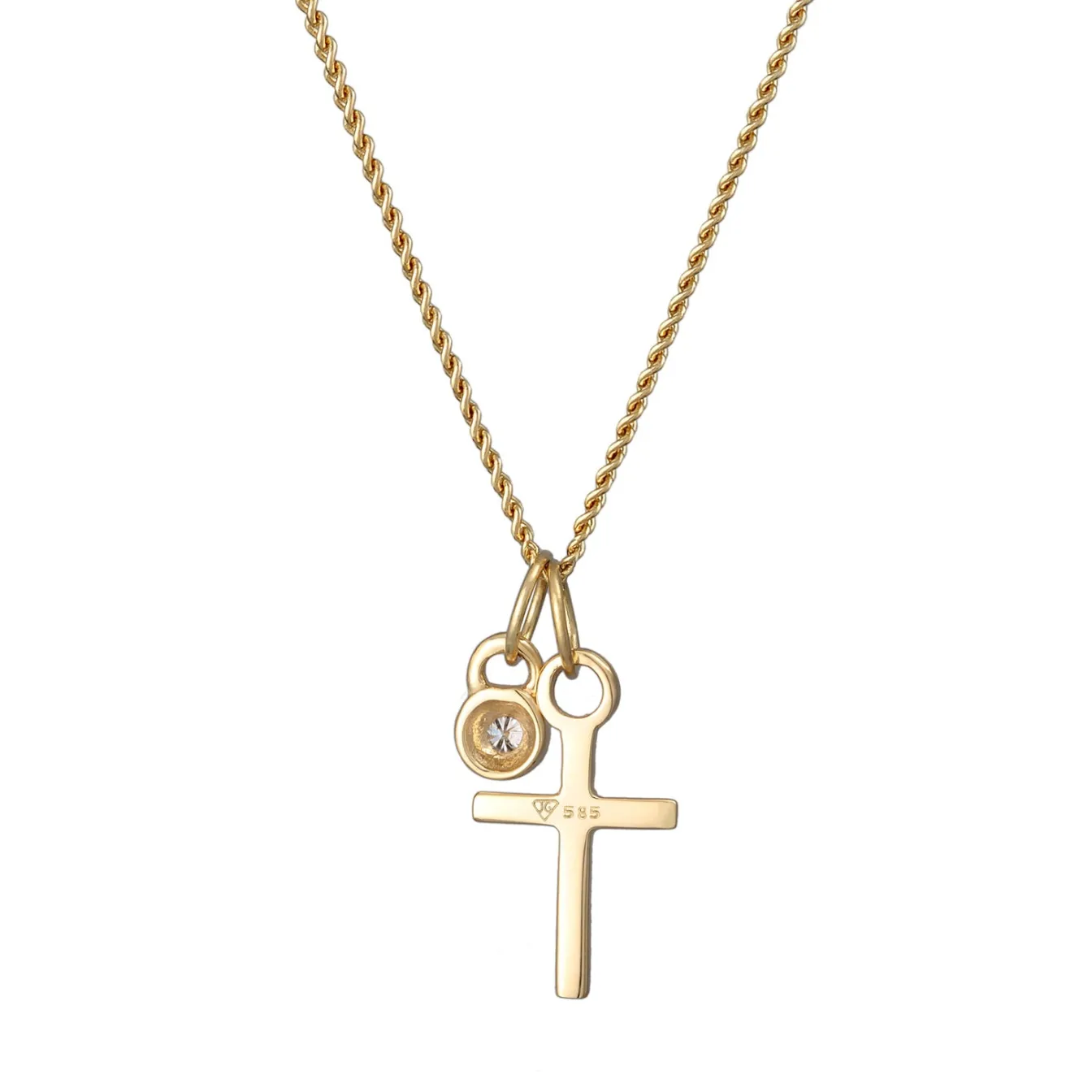 Elli "Halskette Kreuz Anhänger | Diamant (Weiß, 0.03 ct.)< Symbol-schmuck|Halsketten