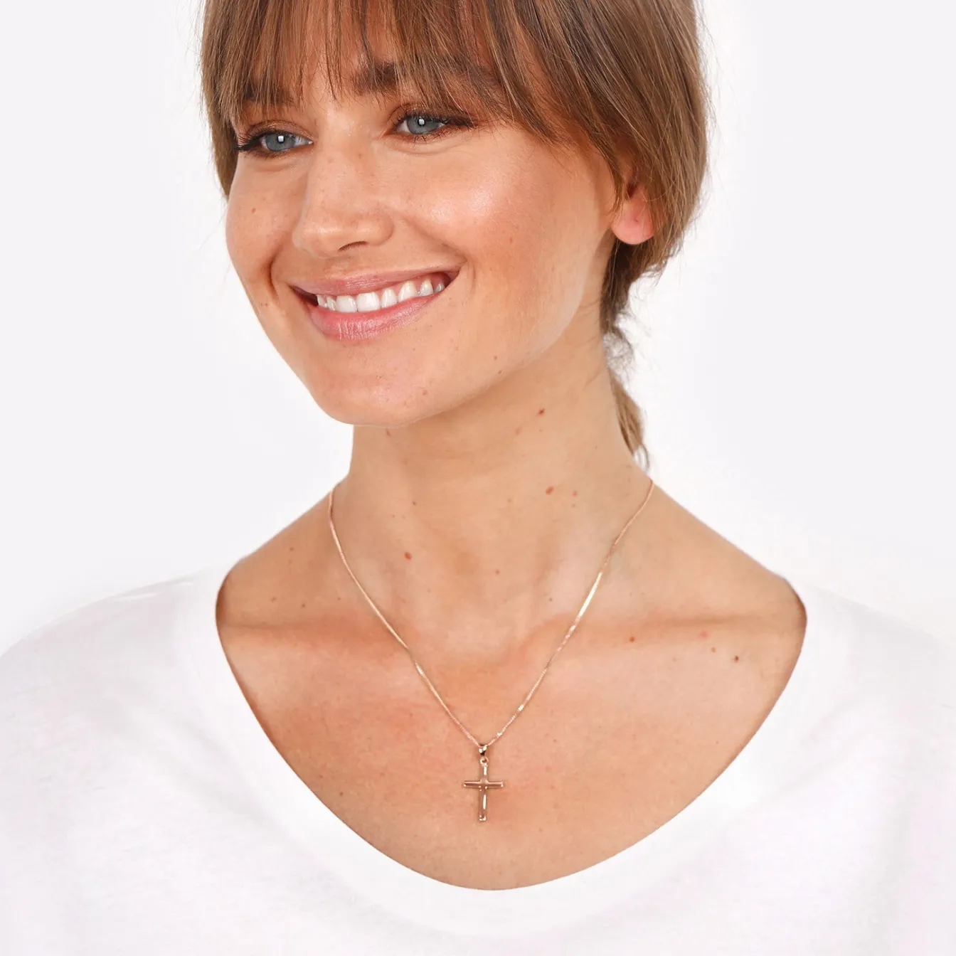 Elli "Halskette Kreuz Anhänger Basic< Silber|Roségold