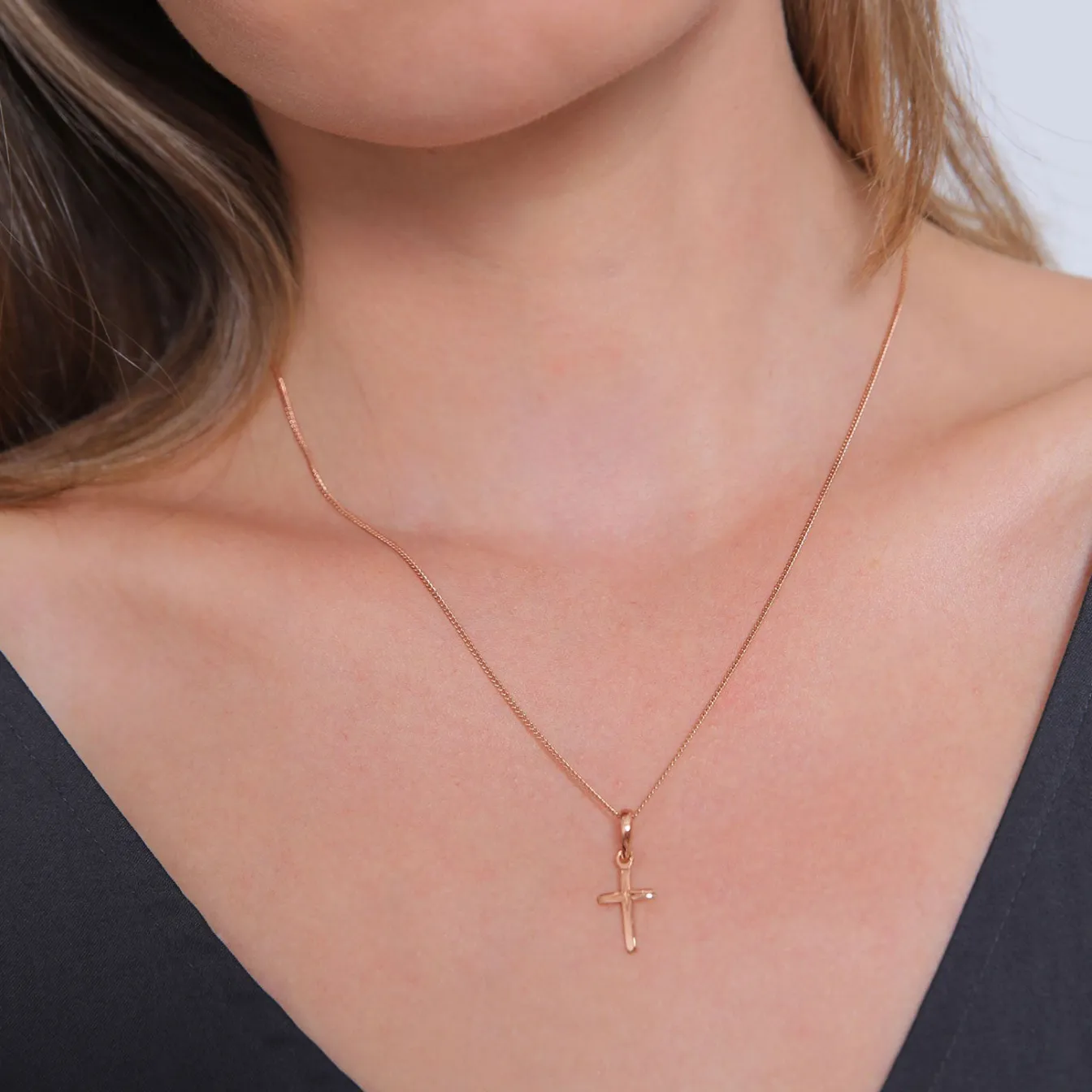 Elli "Halskette Kreuz Basic< Roségold|Symbol-schmuck