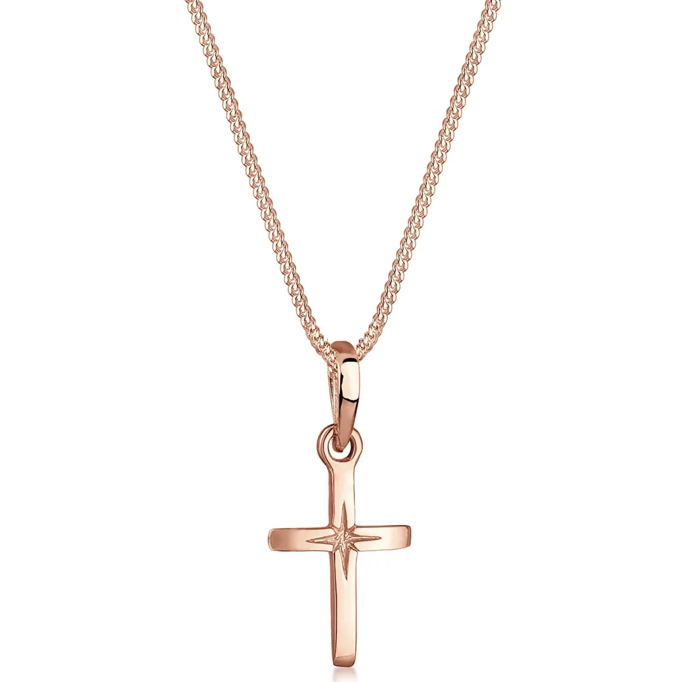 Elli "Halskette Kreuz Basic< Roségold|Symbol-schmuck
