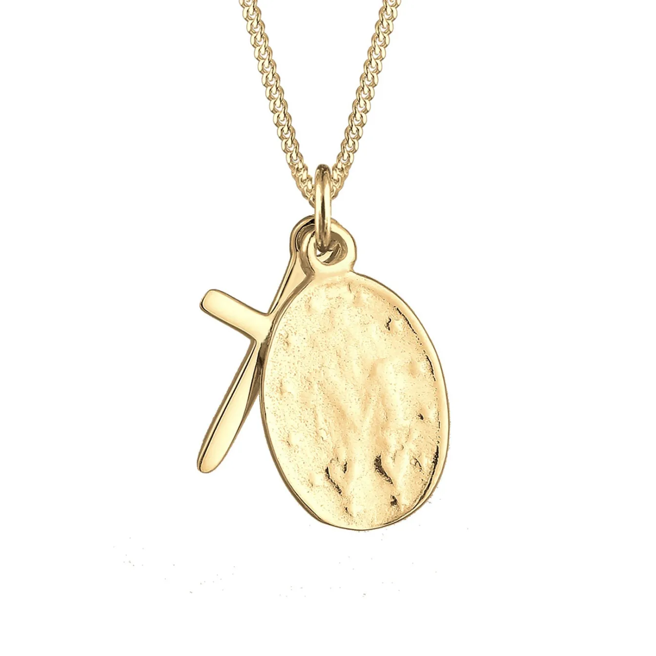 Elli "Halskette Marienbild Kreuz< Roségold|Symbol-schmuck